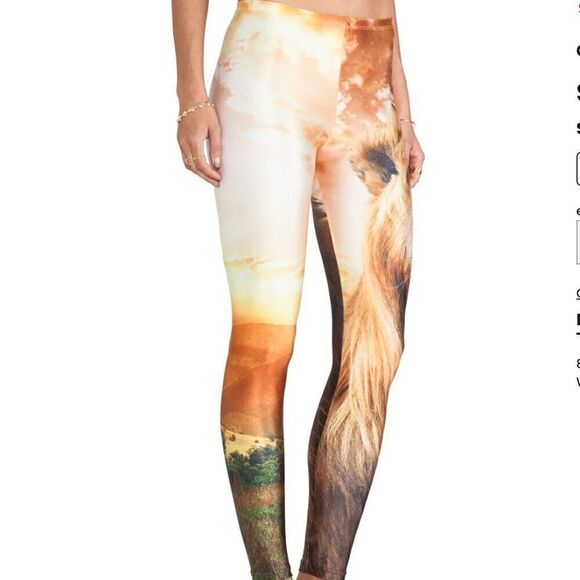 NEW WOLF We Are Handsome Australia Leggings Gold Boho Shiny Animal RARE S - Picture 14 of 15